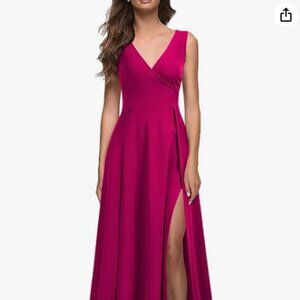MUSHARE Magenta Women's V Neck Sleeveless Split Formal Dress XL